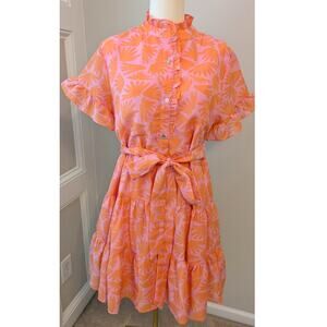 J Marie Pink and Orange Floral Tiered Mini Dress